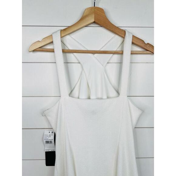 Adrianna Papell White Sleeveless Halter Neck Fringe Trim Dress Bodycon Size US 8 - Picture 9 of 13